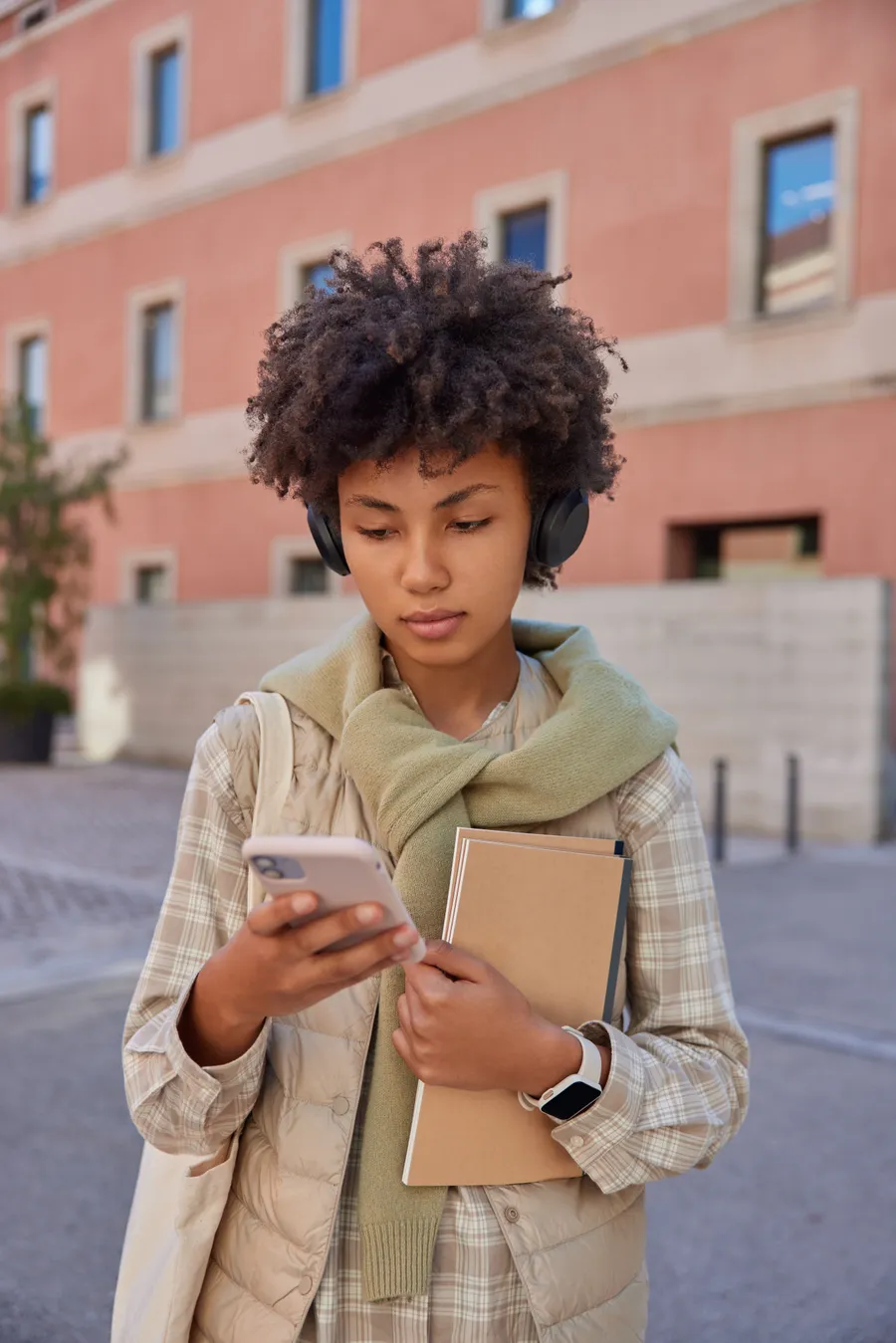 A student checking her data balance